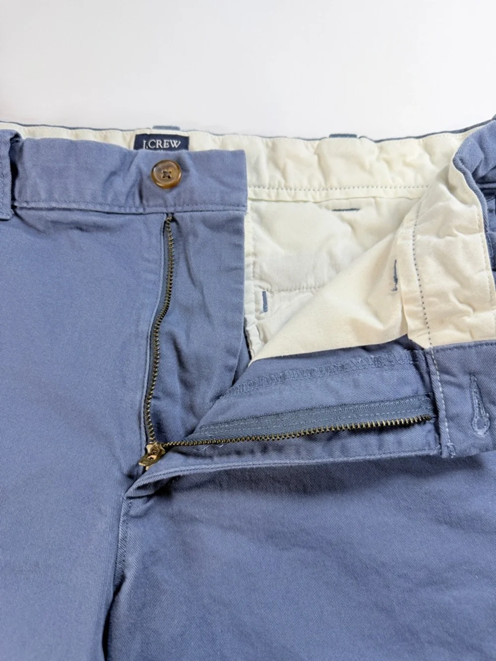 J. Crew Slate Blue Flat Front Chino‎ Cotton Shorts Mens Size 33